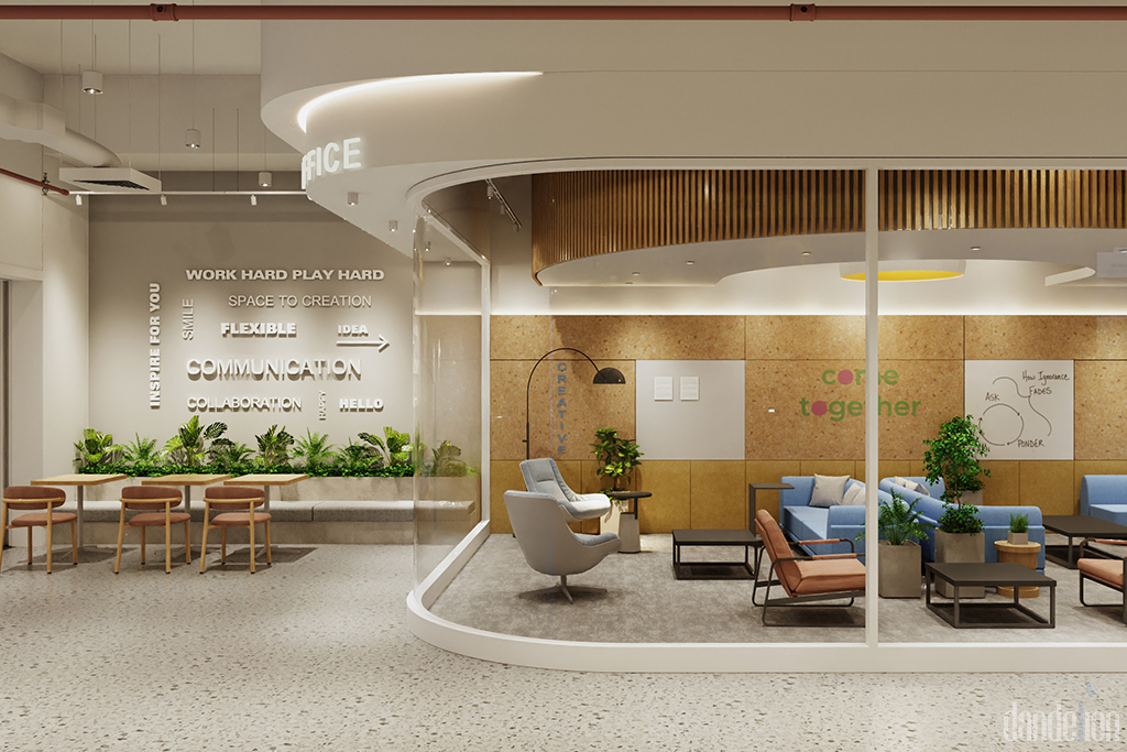Flexible office space encouraging collaboration and creativity
