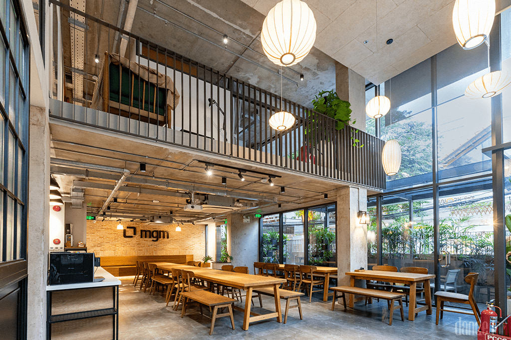 Green office with plants and natural light